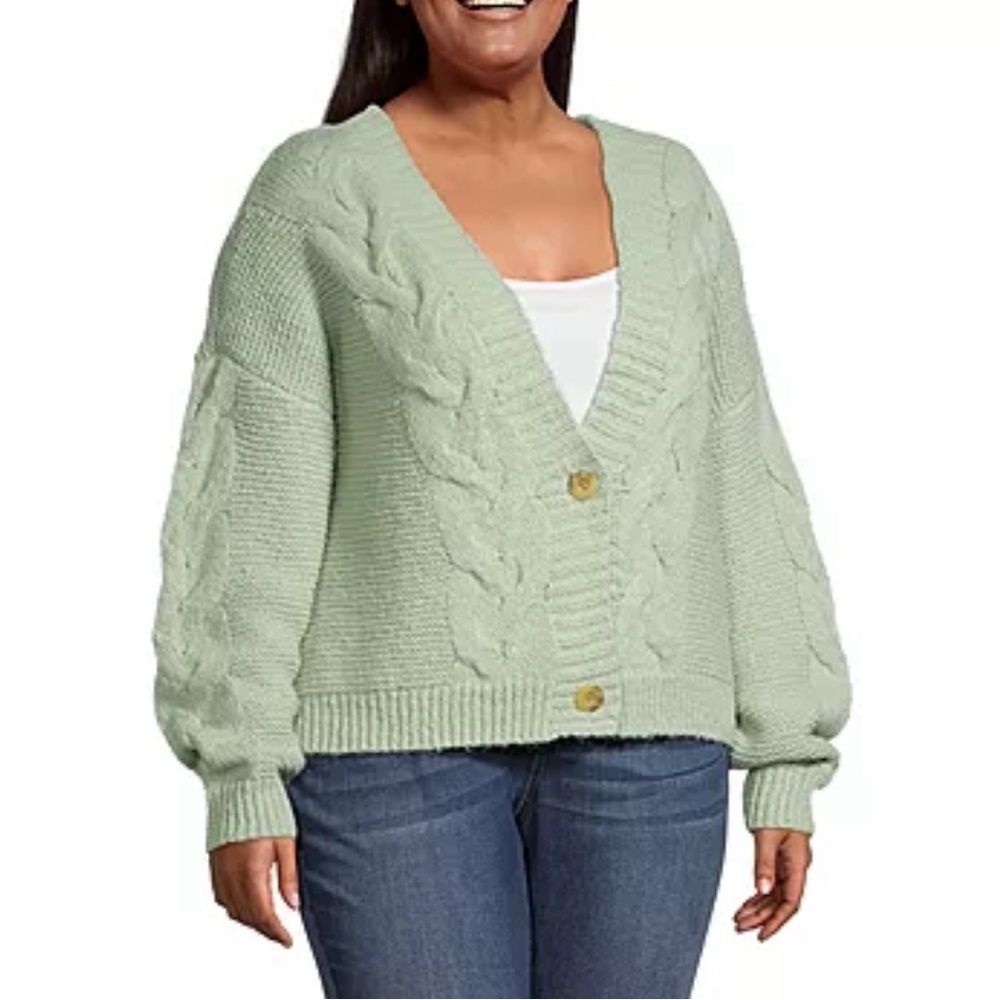 a.n.a Cardigan Green Button Down V Neck Long Sleeve NWT - Picture 2 of 9